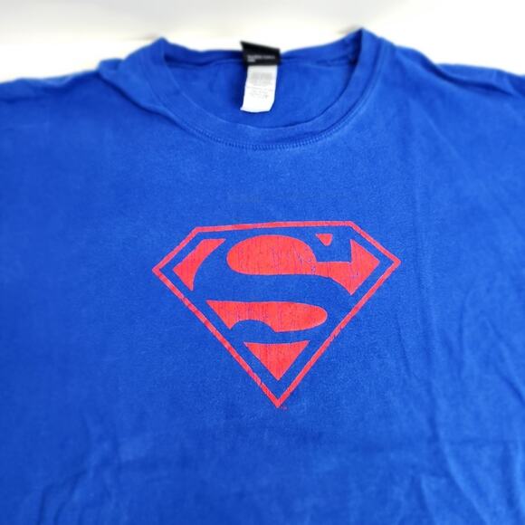 DC Comics Superman Logo Superhero Short Sleeve Blue & Red T-Shirt Men's Size XL - Picture 2 of 5